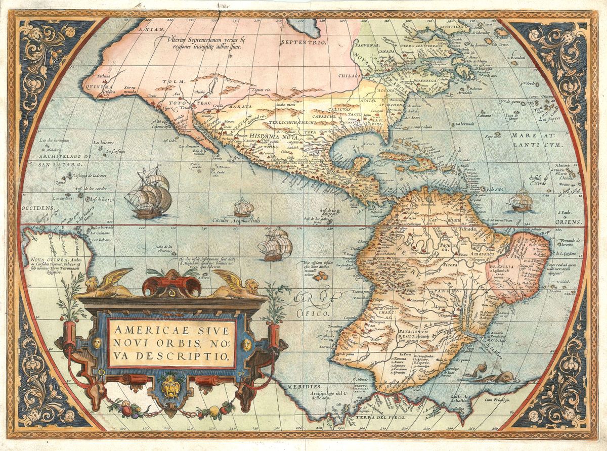 Antique map of America by Abraham Ortelius, 1572