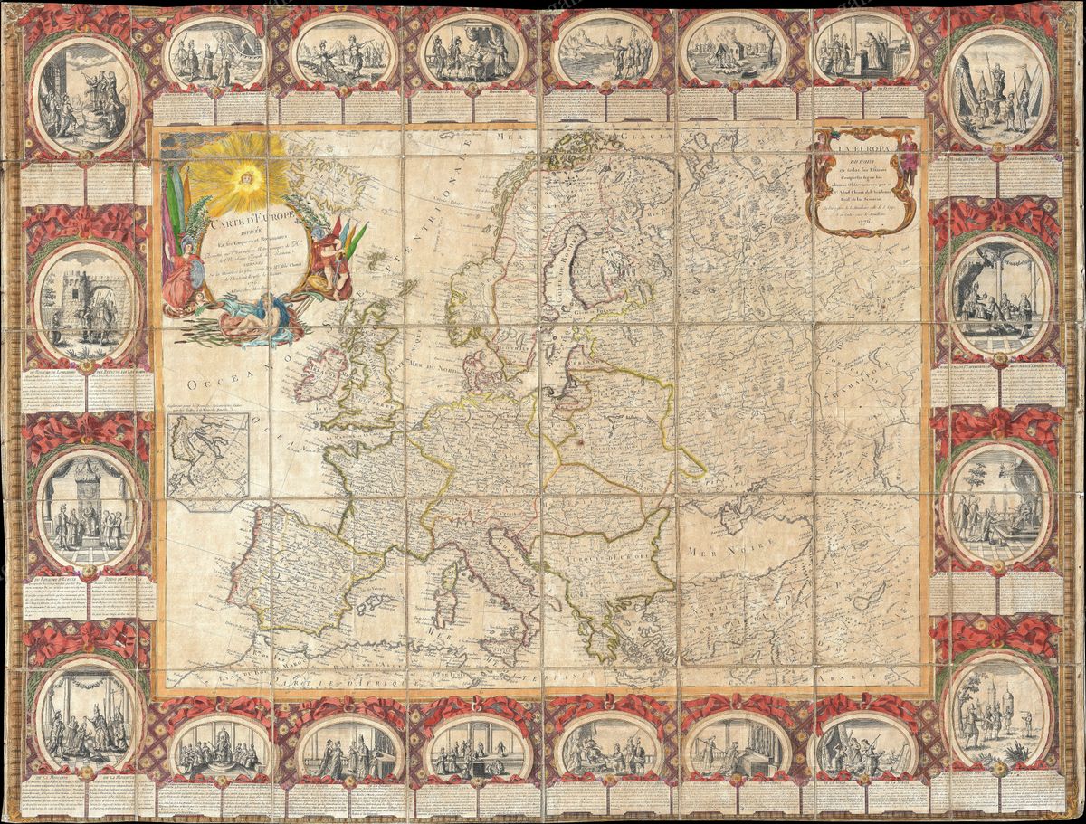 Antique map of Europe by Jean-Baptiste Louis Clouet, 1776