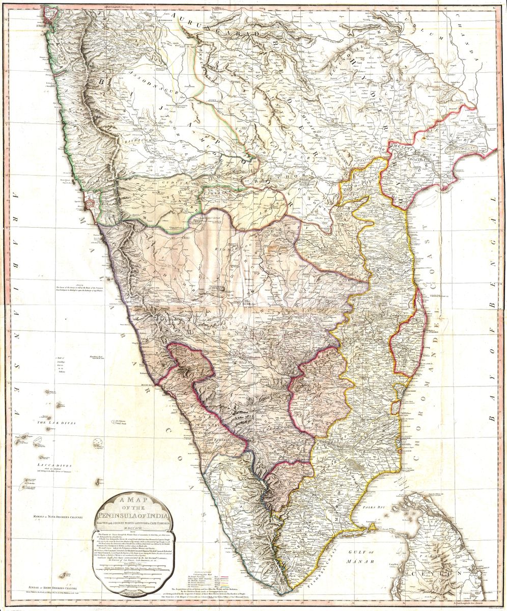 Antique map of India by William Faden, 1793 — restored fine-art print